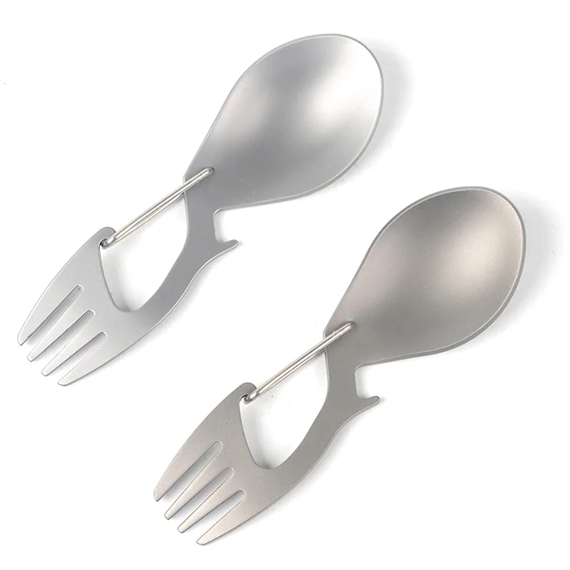 

Multifunctional Pure Titanium Fork Spoon With Bottle Opener Fork Spoon Outdoor Camping Tableware