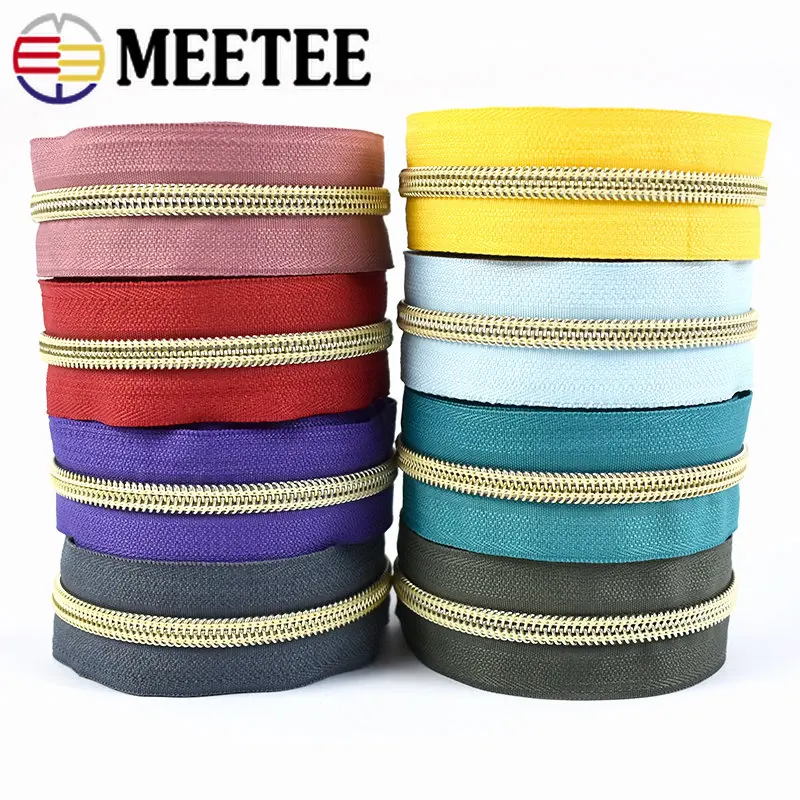 Meetee 2/4/8/10M 5 나일론 코일 코드 지퍼 장식 DIY 봉제 가방, 지갑 의류 지퍼 테이프 다채로운 지퍼 수리 액세서리