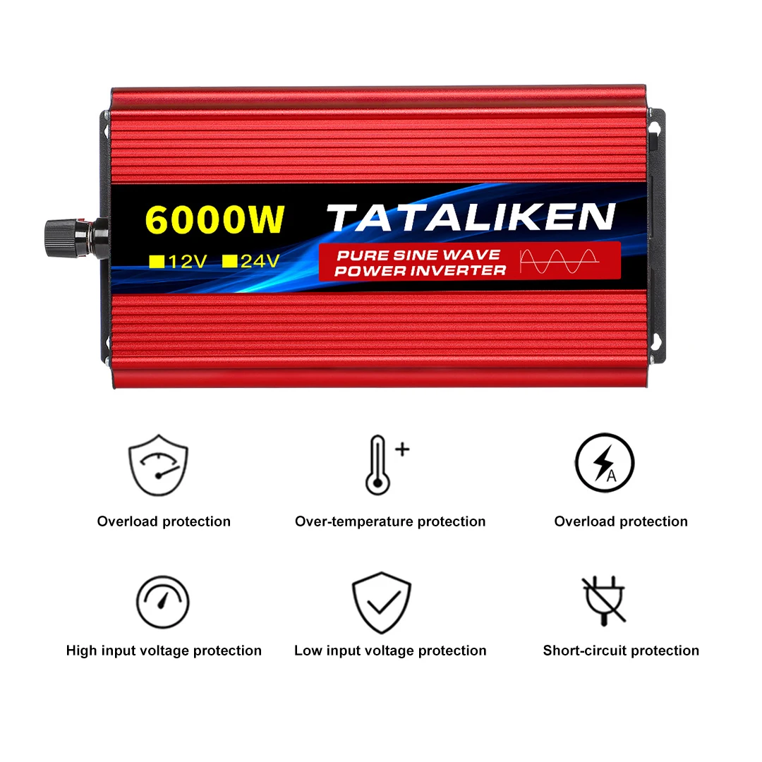Pure Sine Wave 2000W/5000W Power Converter For 12V And 24V To 110-220V Inverter