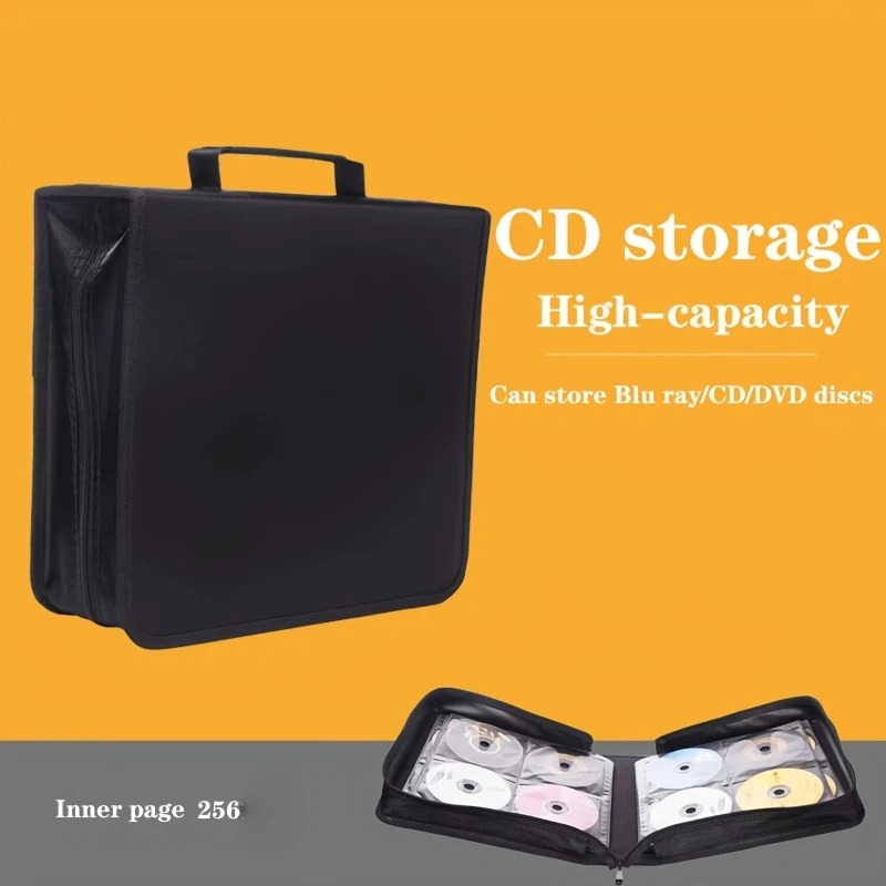 Cd Dvd Storage Bag Cd Dvd Storage Case Super Capacity CD DVD Storage Box 256 Discs Portable Waterproof CD Wallet with Handle for Car Home and Travel