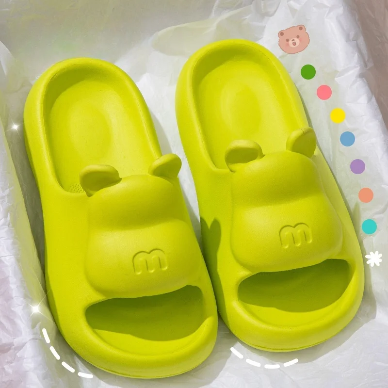 Summer Women's Cute Bear Slippers Cartoon Bathroom Flip Flops Anti Slip Light EVA Soft Sole Shoes Outdoor Sandals Beach Slides 4