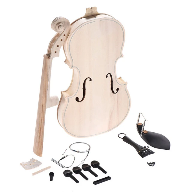 DIY Unfinished Blank Violin Kit Natural Solid Wood Acoustic Fiddle with EQ Spruce Top Maple Back Neck Ebony jujube accessories