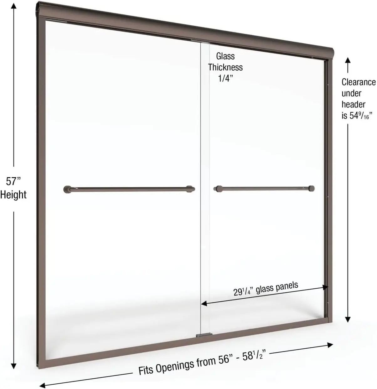 Frameless Sliding Tub Door Fits opening Clear Glass Brushed Nickel Finish This door can be applied to any bathtub material 4
