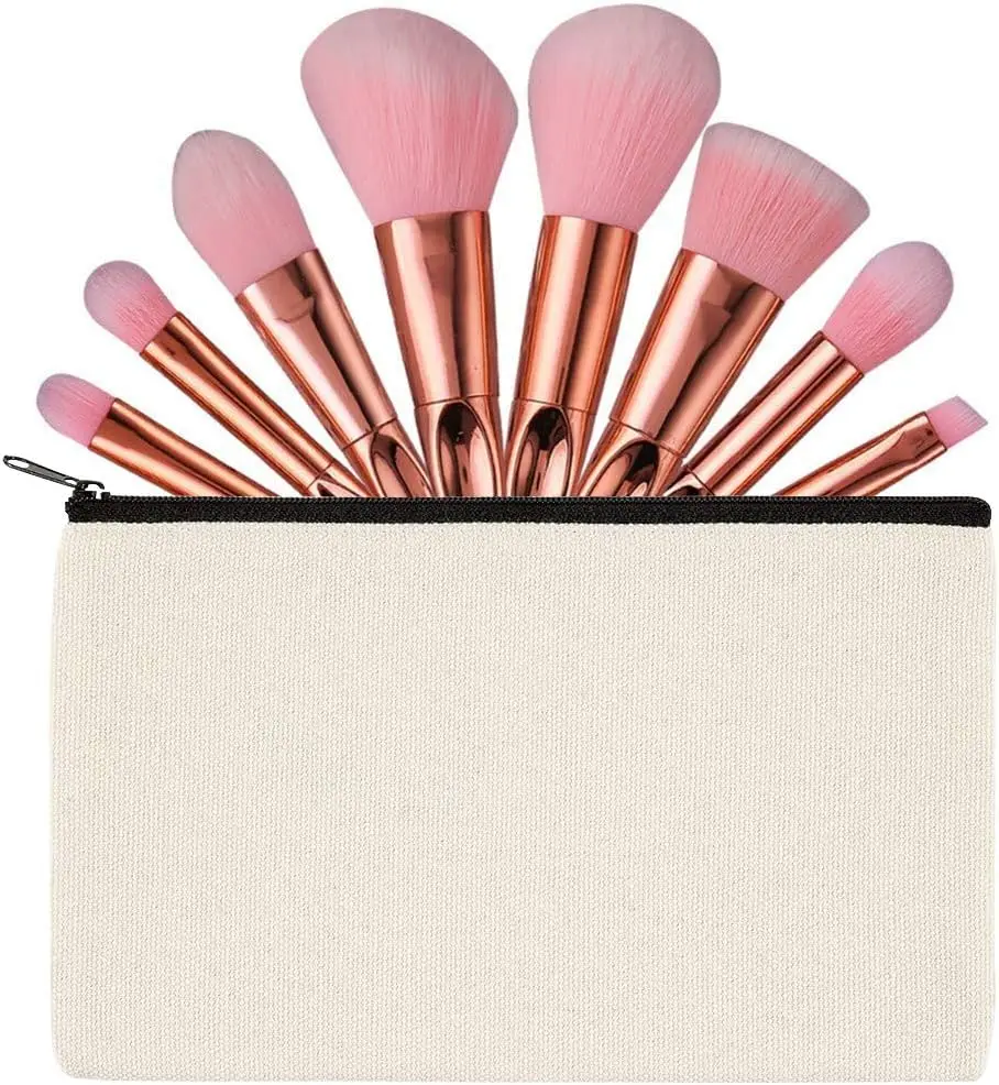 8,3'×5,1' Leinwand-Reißverschlusstasche, wiederverwendbare Tasche, unbedruckt, DIY-Bastel-Leinwandtasche, Großpackung für Malerei, Kosmetiktasche, Make-up, 10er-Pack – Detail 5