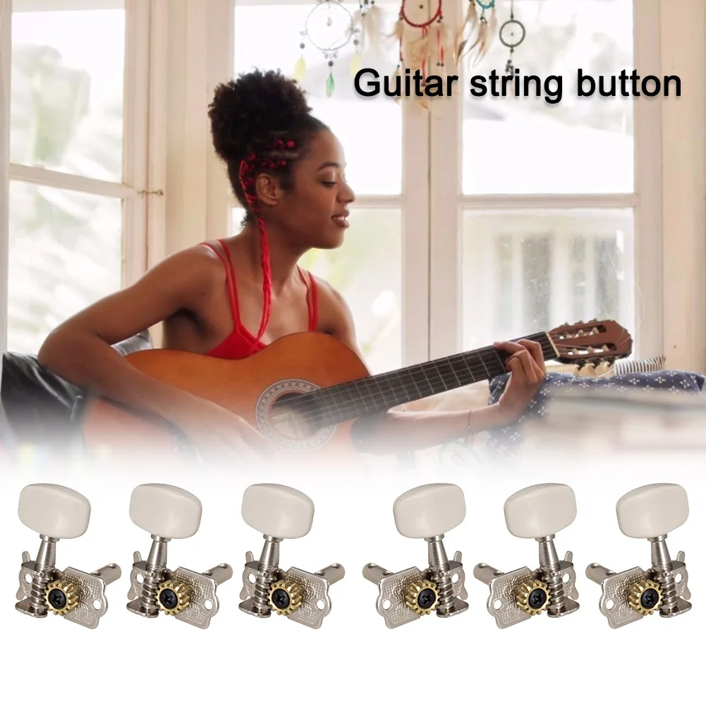 6-Piece Acoustic Guitar Tuning Pegs with Open String Buttons - Replacement Parts & Accessories