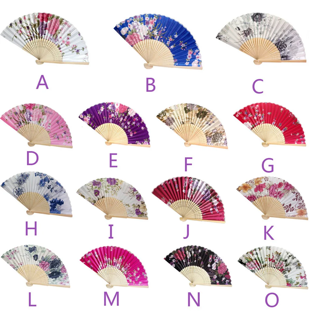 Vintage  Folding Hand Held Flower Fan Chinese Dance Party Pocket Gifts 2