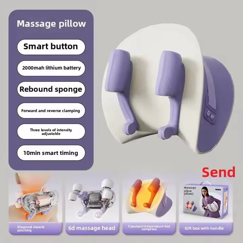 Electric Neck Shoulder Trapezius Massage Pillow Wireless Car Home Relaxation Massager Waist Neck Leg Cervical Shiatsu Kneading