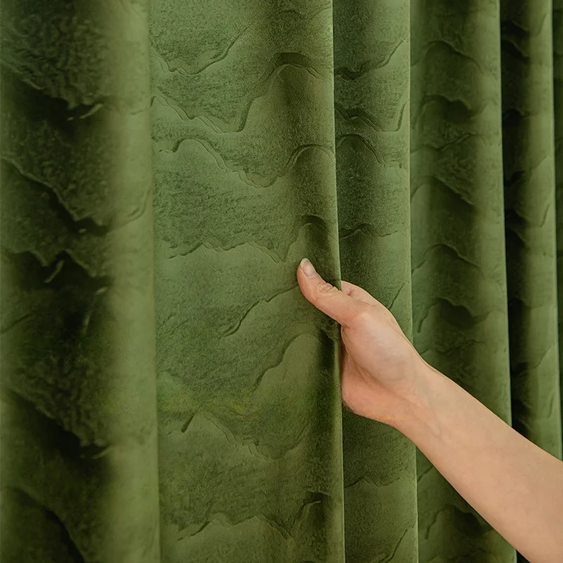 

Customized Curtains New French Light Luxury Landscape Blackout Velvet Curtains Living Room Bedroom Bay Window Curtains