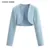 Autumn V neck Open stitching Cropped Blazer Women Full Sleeve Short Suits Fashion Outerwear