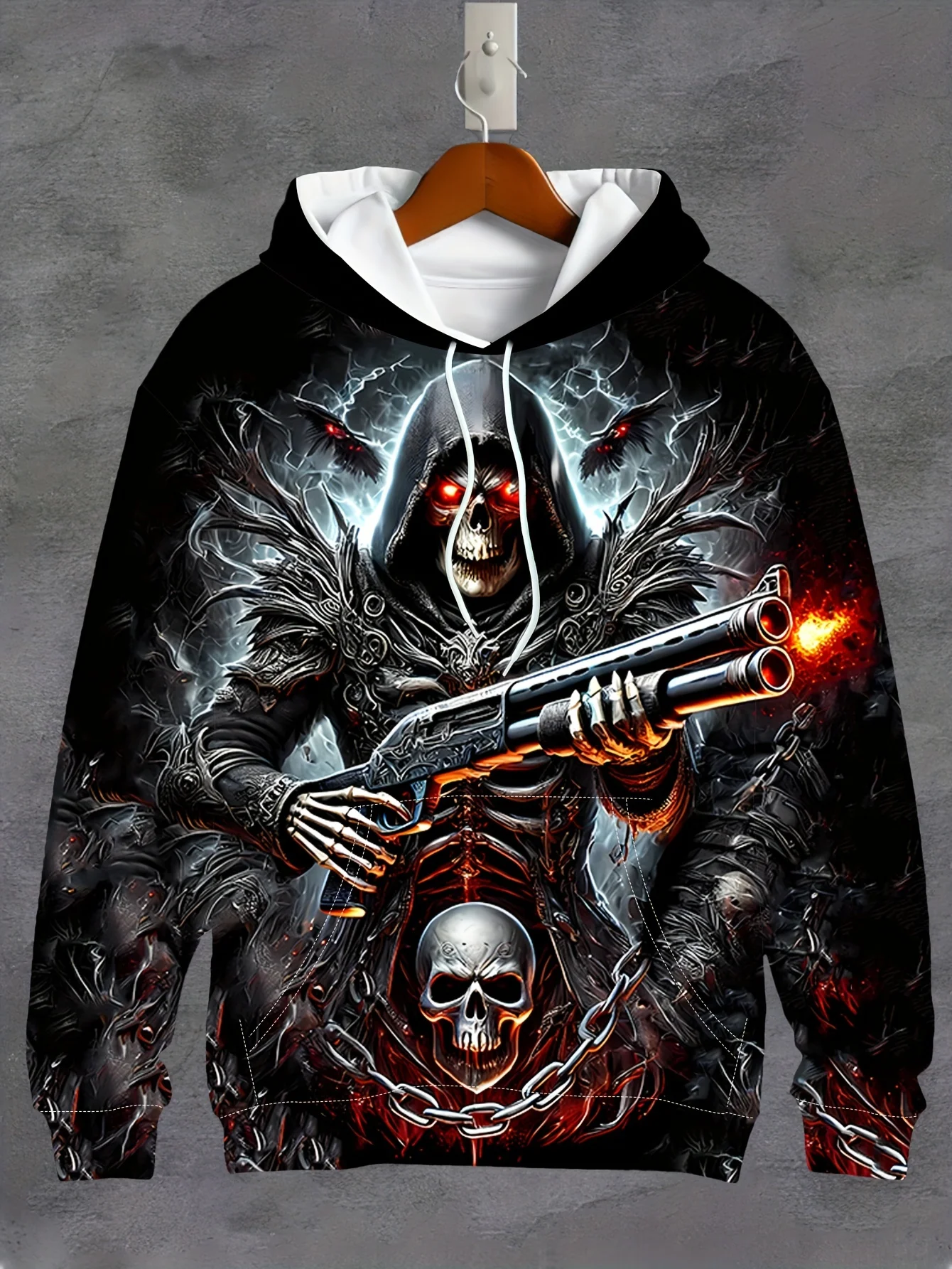 thumbnail image 1 of Sudaderas con capucha para hombre, sudaderas con estampados 3D de esqueletos digitales, ropa deportiva con cordón, camisetas de manga larga, ropa con gráficos urbanos para hombre, 1 of 4