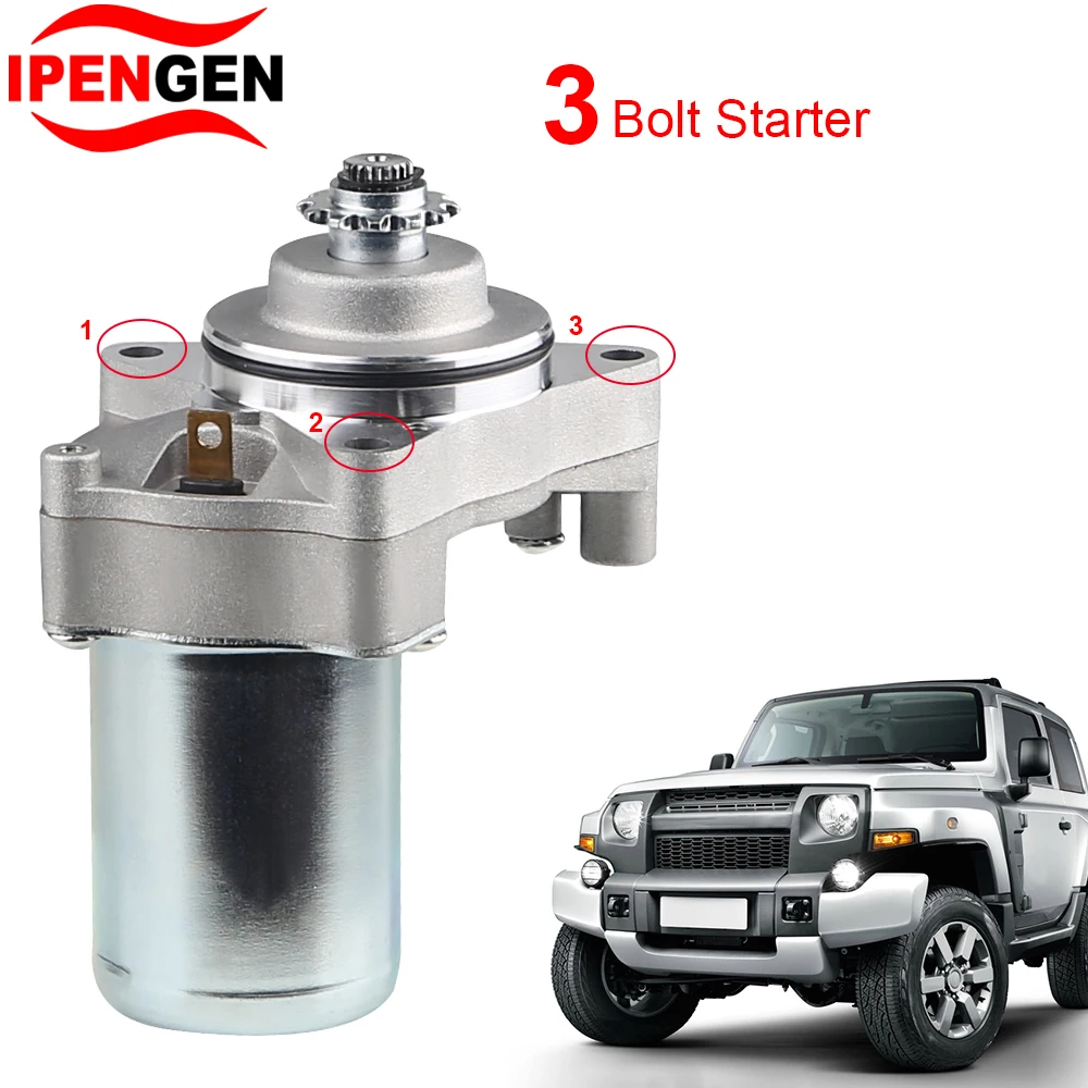 Motor De Arranque Eléctrico 3 Pernos Para ATV 50cc-125cc | Refrigerado, 12 Dientes, Compatible Taotao