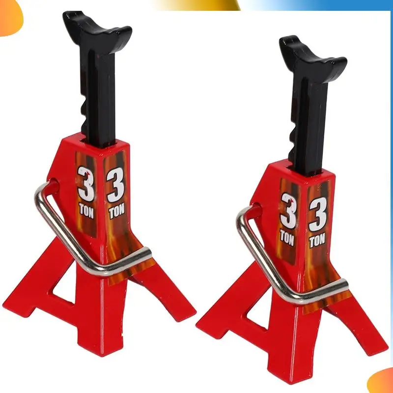 B48A 6PCS Metal 3 Ton Simulated Jack Height Adjustable Repair Bracket Scene Tool For 1/10 TRX4 D90 CC01 Red (Toy Model)