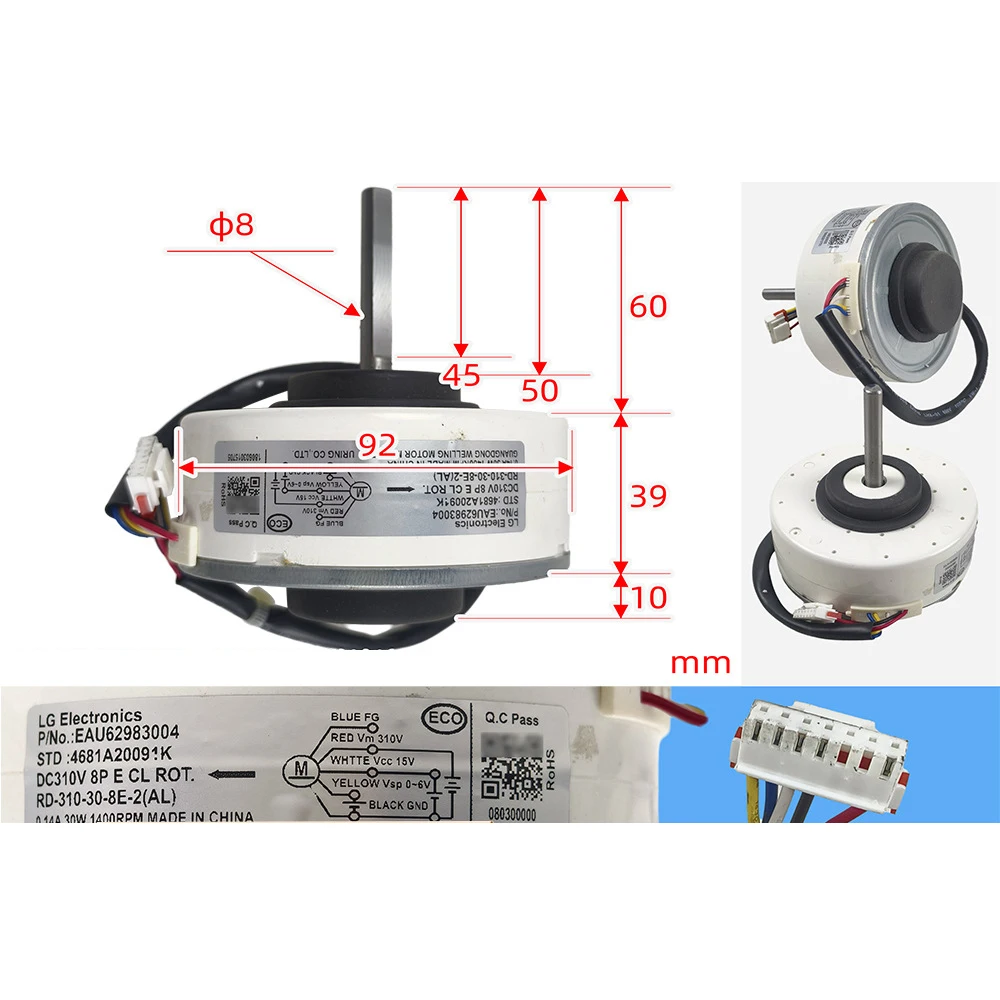 4681A20091K RD-310-30-8E-2 EAU62983004 Fit for LG Inverter Air Conditioner DC Motor Fan SIC-37CVJ-F130-3 EAU62983013 Replacement air conditioner parts