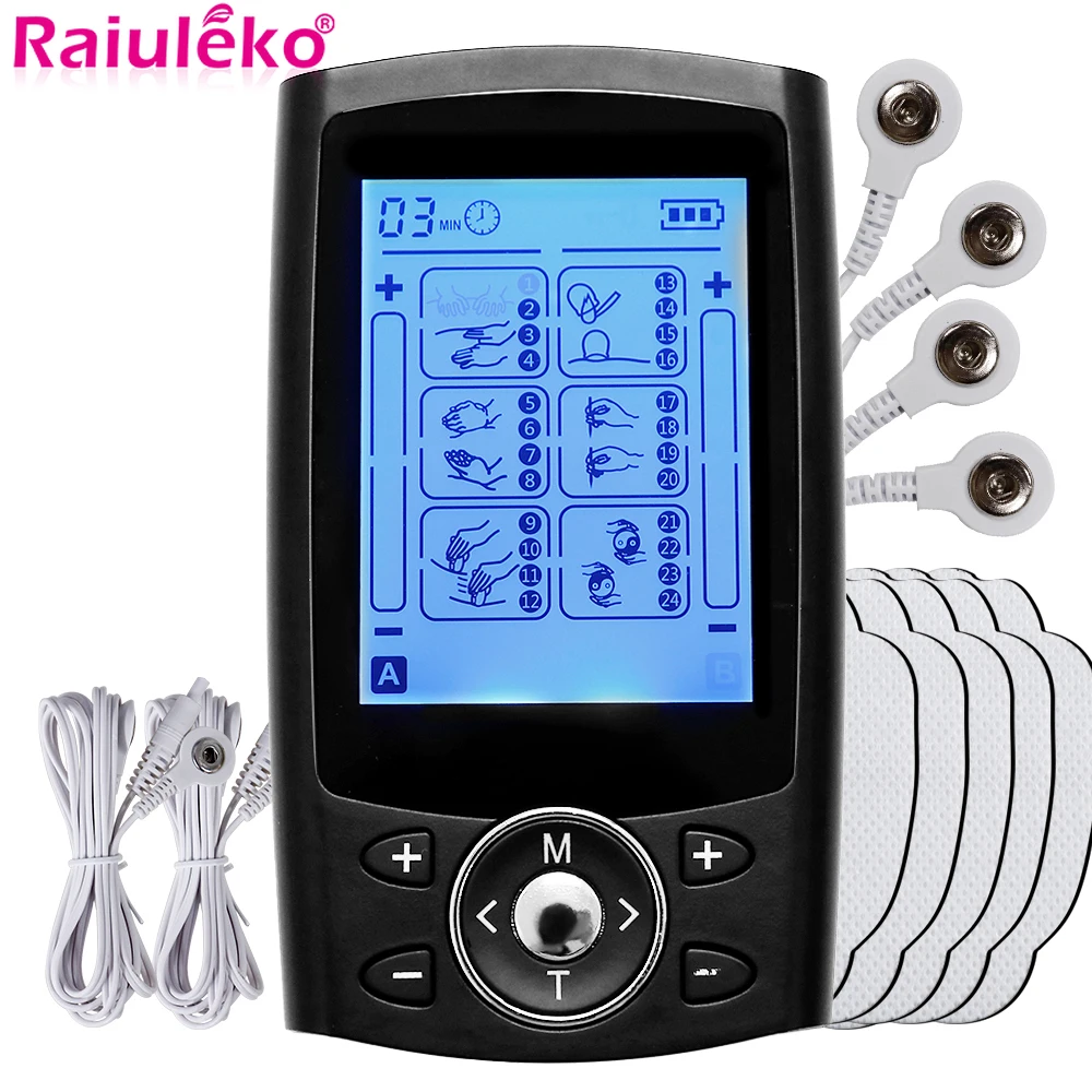 24 Modes Tens Massager EMS Muscle Stimulator Acupuncture Digital Therapy Machine for Pain Relief Body Massage
