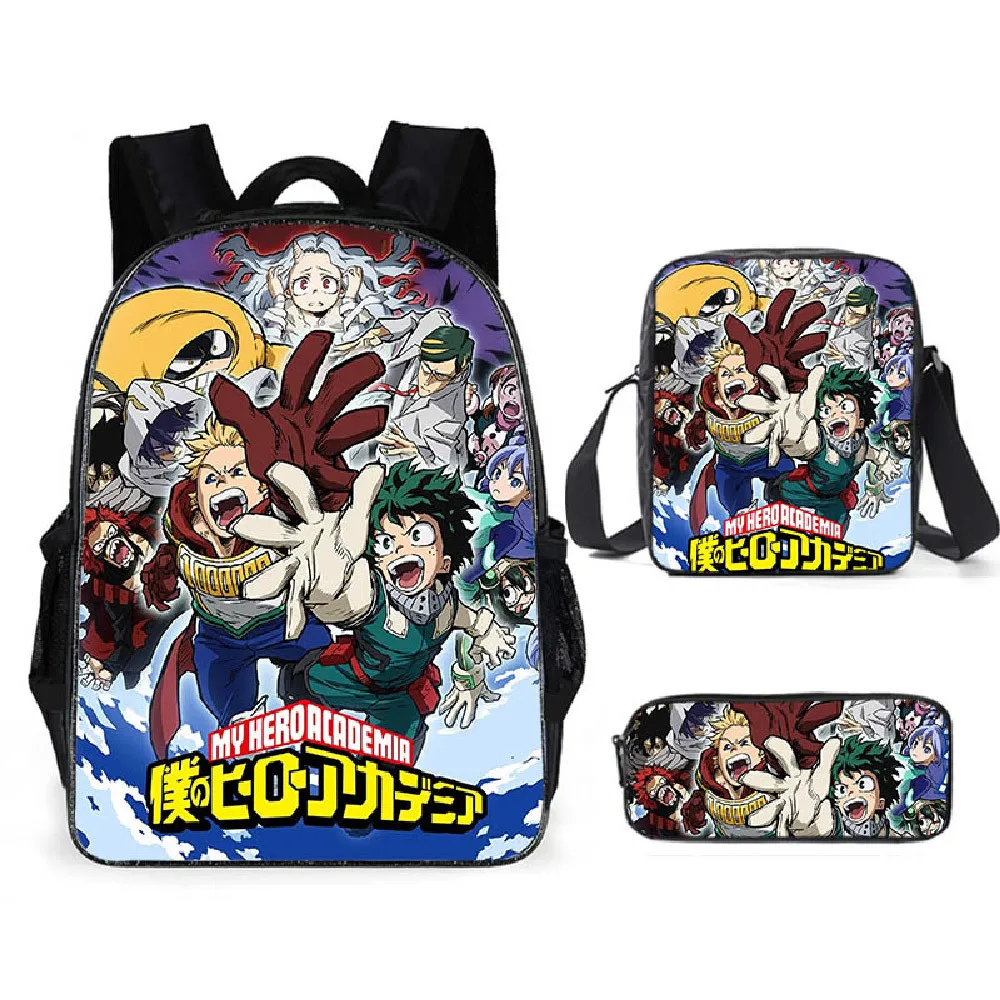 

Japan Anime 3pcs/set My Hero Academia Primary Middle School Students Schoolbag Boys Girls Oxford Waterproof Backpack Laptop Bag