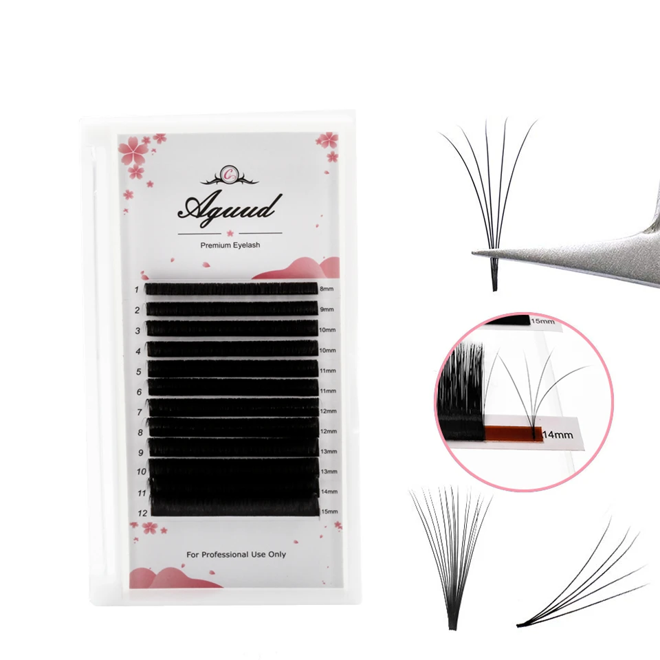 AGUUD C CC D DD Curl Rapid Volume Fans Lashes Selbstfanning Lash Extensions Blooming Wimpern 0,03 0,05 0,07 mm Easy Fan Lashes