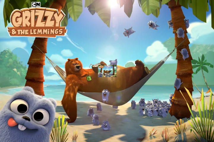 Poster Sur Toile Anime Grizzy Et Les Lemmings - Décoration Murale Pour Chambre à Coucher, Salle De Bain, Salon, Bureau, Cuisine - 60 X 90 Cm - Style Cadre