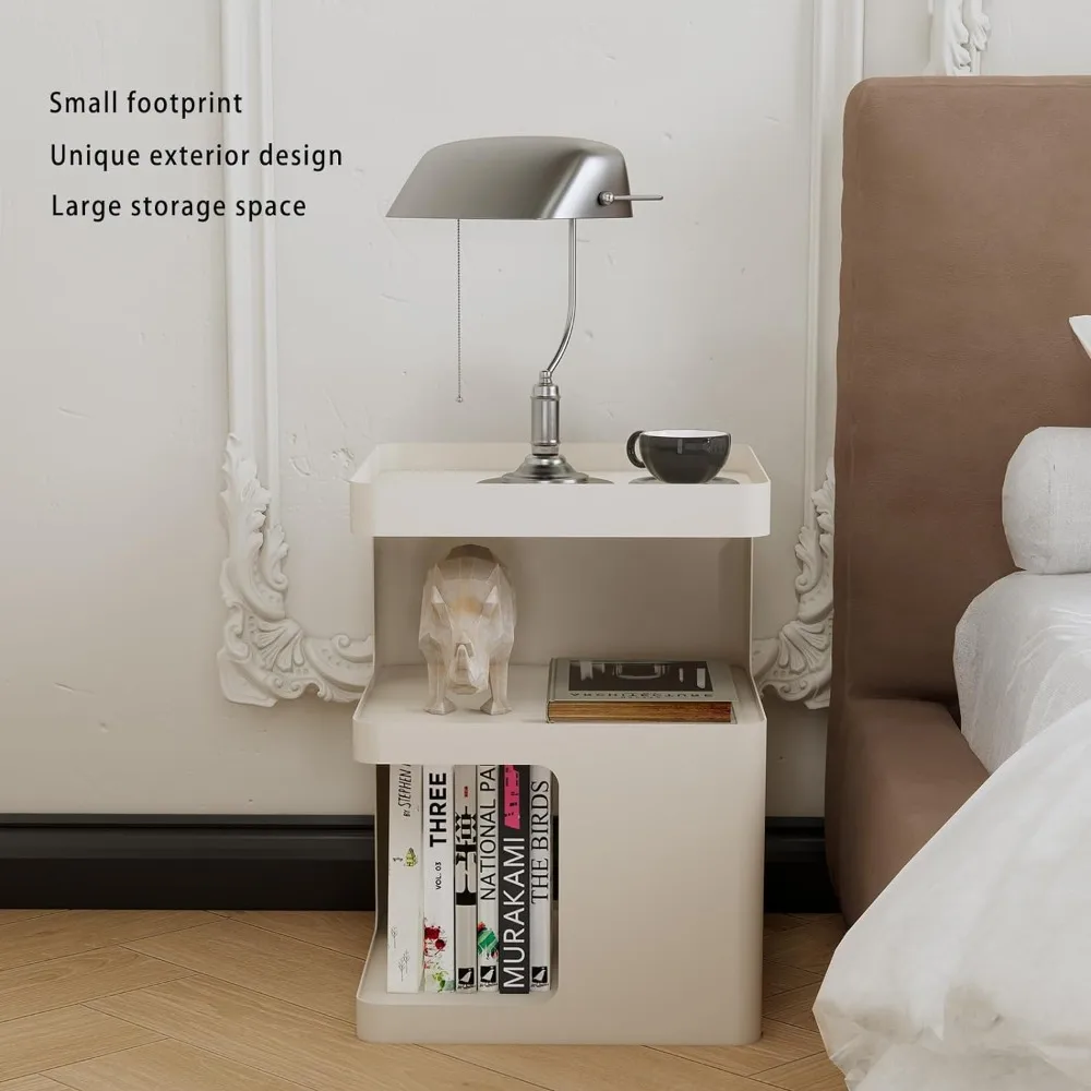 

Metal Bedside Table, Bedside Table, 3-tier Decorative Table with Bedroom, Living Room, Sofa, No Assembly Required (white)