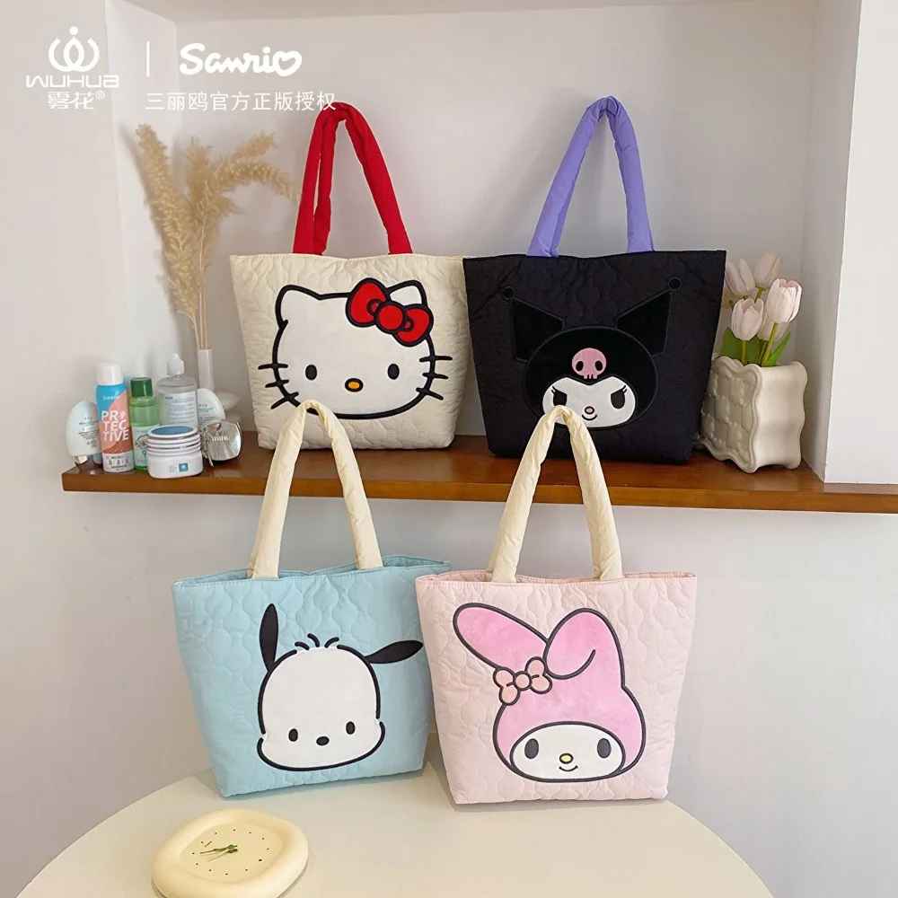 

Новая сумка через плечо Sanrio с рисунком из аниме, Женская вместительная сумка для покупок, милая мультяшная Сумка-тоут Kuromi Pachacco, подарок