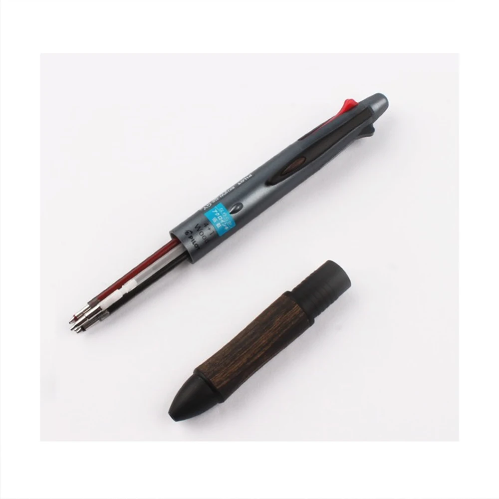Japan Pilot Multifunction Pen 4 + 1 WOOD Wooden Pole Pen Holder 0.7mm Four-color Ballpoint + 0.5mm Mechanical Pencil