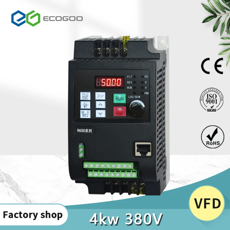 

4KW 5HP 380V Frequency Inverter 3 phase input and 3 phase output Variable CNC Spindle Motor Speed Control Motor Drive VSD VFD