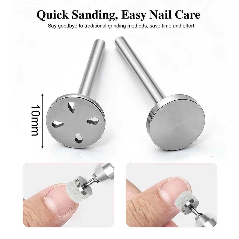 50개 10mm 자가 접착식 교체 가능한 스펀지 버핑 패드 스테인리스 디스크 페디큐어 폴리시 액세서리