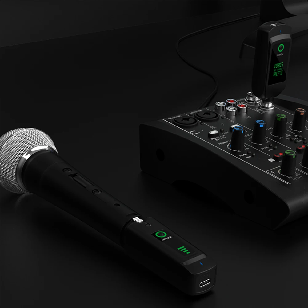 Wired To Wireless Microphone System 510.00-590.00MHz Dynamic Handheld Microphone Instrument For Electric Guitar/Bass Audio Mixer