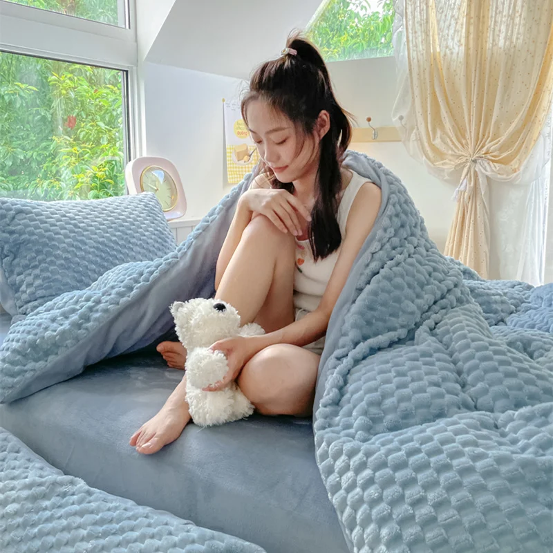 特売掛け布団カバー北欧冬用 フリース マイクロファイバー 無地