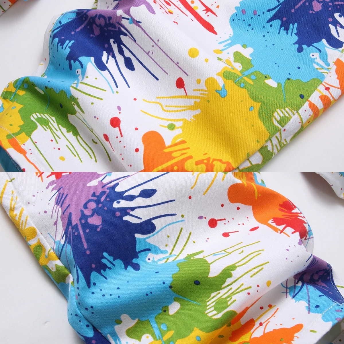 Summer Men Graffiti Jeans Shorts Color Pockets High Elastic Breathable Middle Pants Worn 3D Printing Zipper Fit Rainbow Fashion