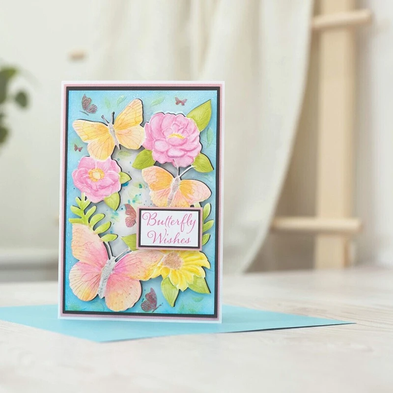 Plastic Embossing Folder Embossing Folder 3d Embossed Folder And Metal Mold-Butterfly And Flower Used For Handmade Letters Background Greeting Card Clipbook