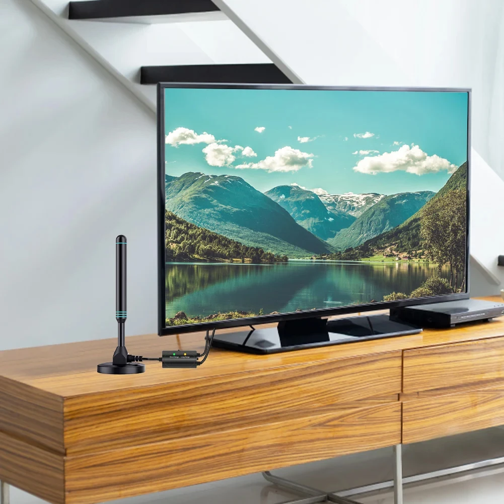 4K/1080P HD Digital Indoor TV Antenna with Signal Amplifier Magnetic Base VHF/UH