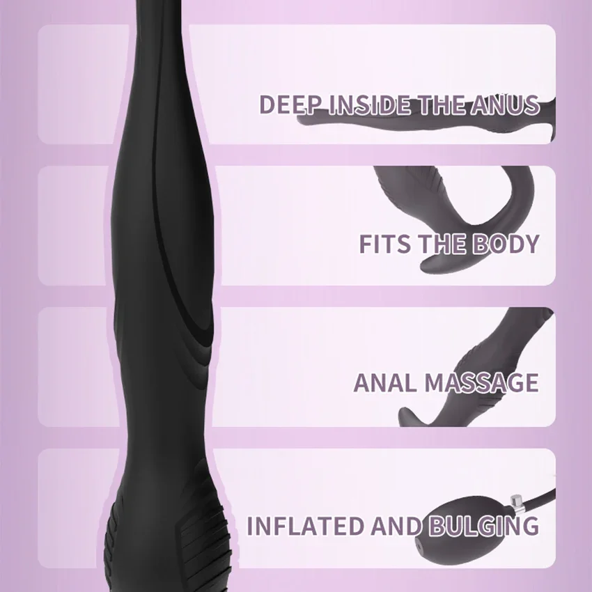 Super Long Inflatable Prostate Massager Anal Plug Dildo Huge Anus Dilator Vagina Pump Big Butt Plug Bdsm Sex Toys For Women Man