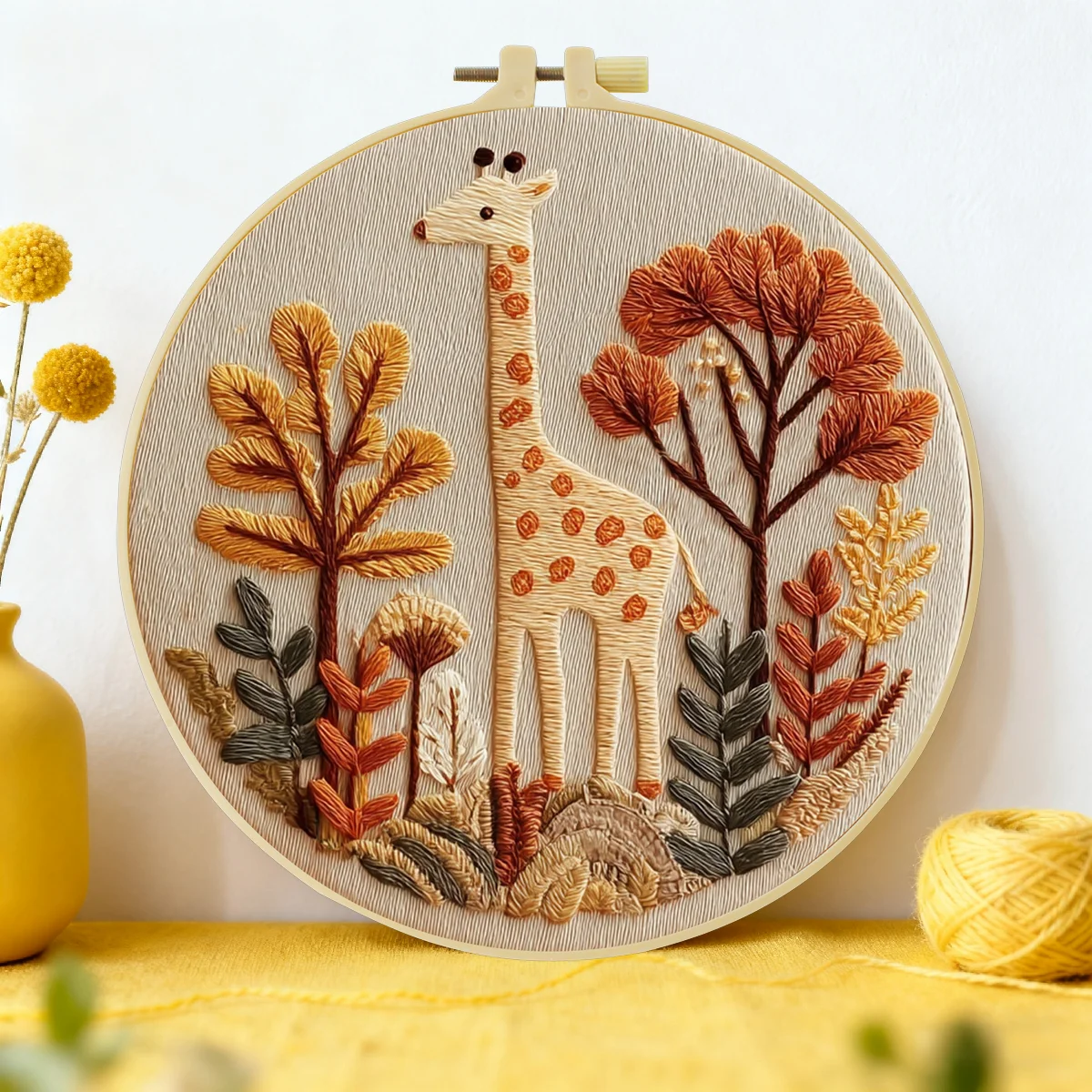 1 Stück 20X20CM/15X15CM 7,87/6,3 Zoll Giraffen-Stickerei-Starter-Kit DIY-Kit DIY-Stickerei-Set Handarbeiten Heimdekoration