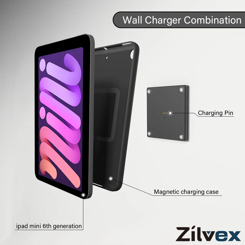 For IPAD MINI6 Mini7 Mini2024 Wall Mount IPad Stand 18W Fast Charging Magnetic Wireless Aluminum Rotatable Design Stand_voghion.com