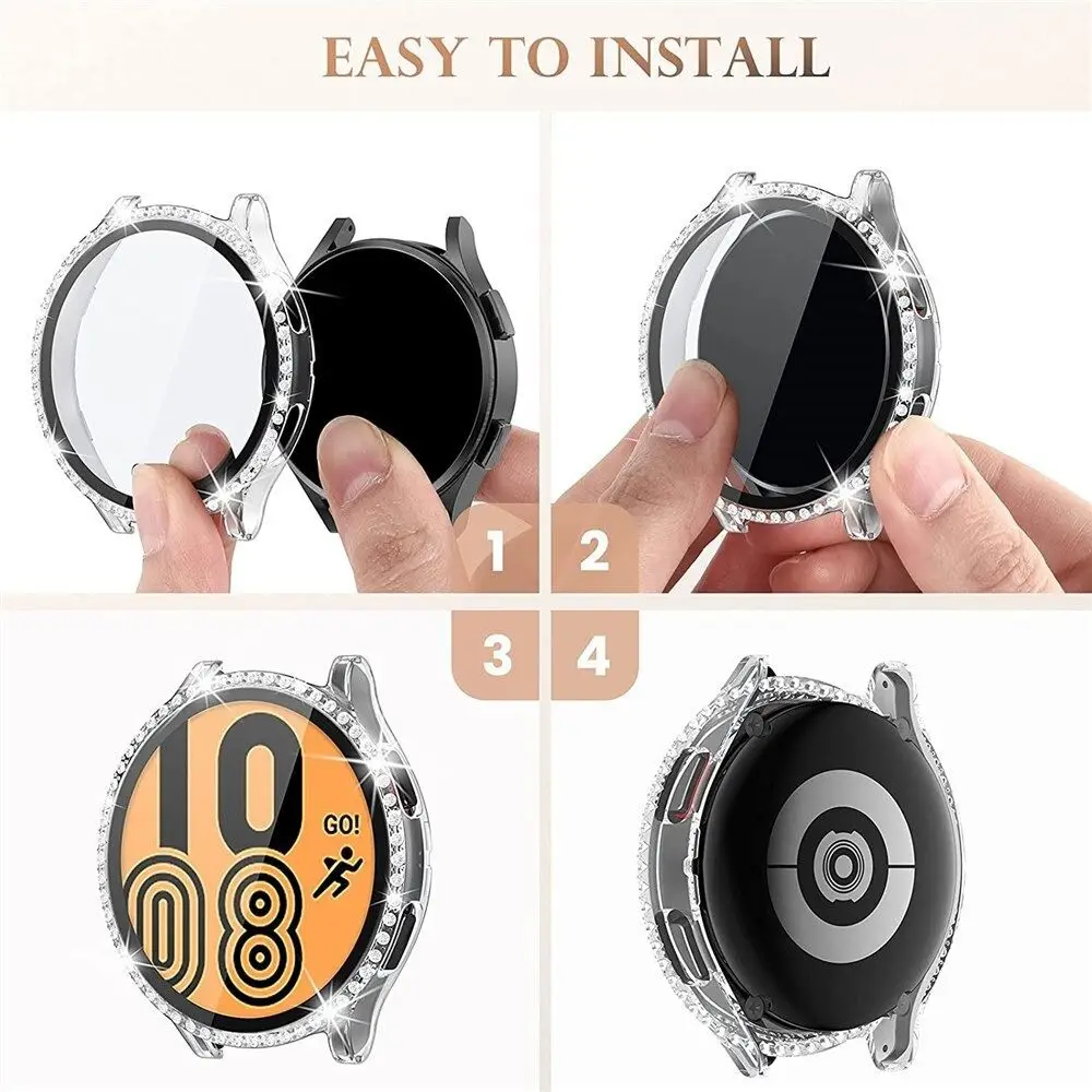 Bling Diamond Rhinestone Watch Protector with Tempered Glass Screen Film