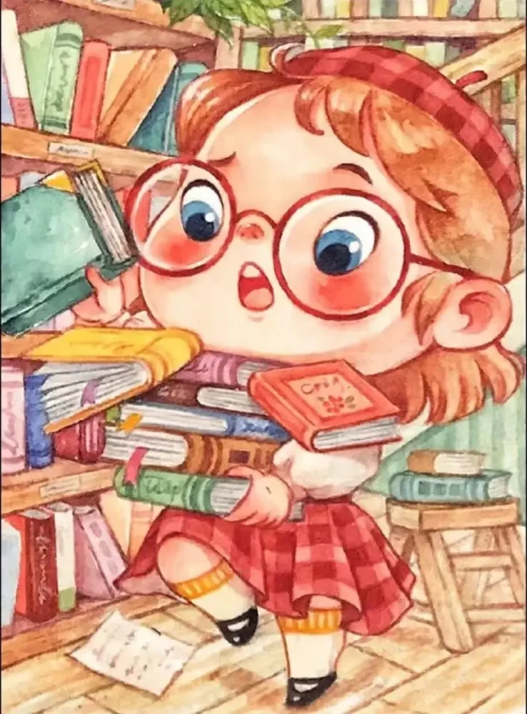 9ct 65X85cm Books Girl Cartoon Pre-Printed Cross Stitch DIY Embroidery Set Handicraft Floss Needle Crafts