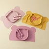 4PCS Baby Silicone Dishes Set Waterproof Placemat Suction Cartoon Bear Plate Soft Fork Spoon Feeding Learning Baby Stuff 3