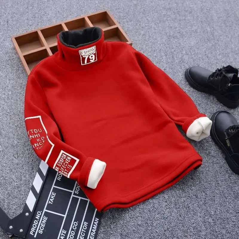 4-12 Years Old Teenager Boys Girls Clothes Casual Autumn Winter Long Sleeve High Neck T-shirt Tops for Boy Children's Clothing 4