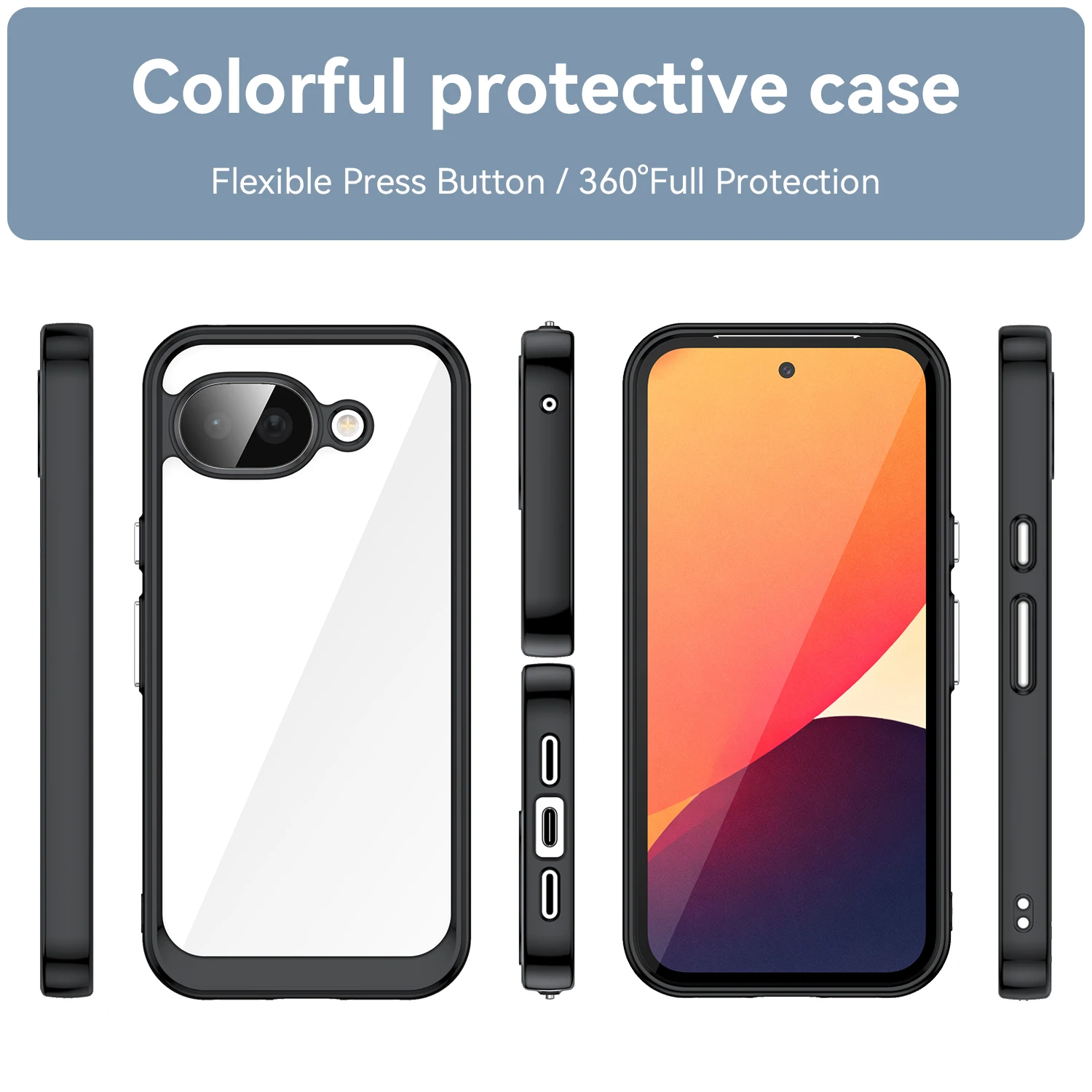 Colorful Transparent TPU Protective Phone Case Cover