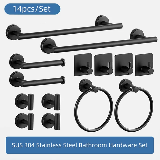 ชุดอุปกรณ์ห้องน้ำ นิกเกิลขัดเงา บาร์ผ้าเช็ดตัว แหวนผ้าเช็ดตัว ที่ใส่กระดาษชำระ เสื้อคลุมตะขอ สแตนเลส 304 อุปกรณ์ห้องน้ำ 1