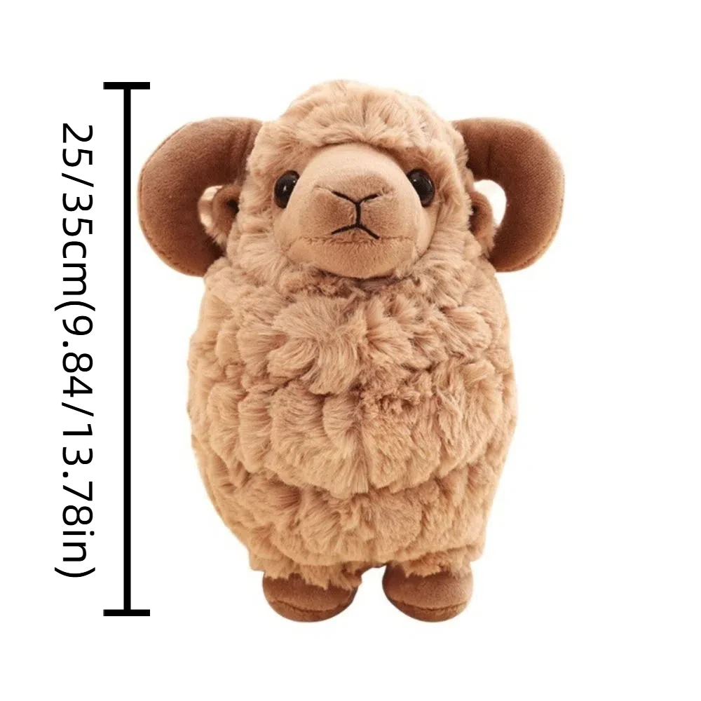 Simulation Big Horns Baby Goat PP Cotton Fluffy Sheep Toys 25/35cm Cute Baby Goat Keychain Valentine's Day Gifts