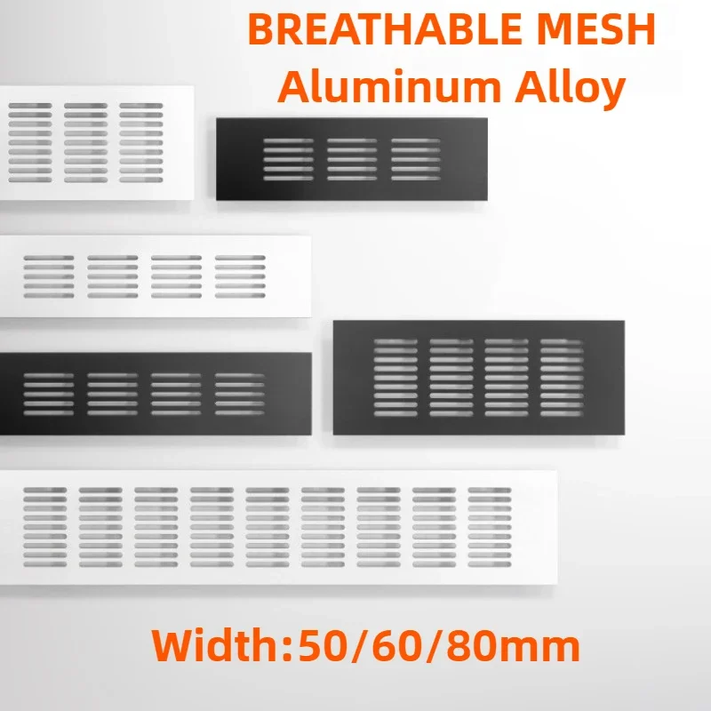 Width 50/60/80mm Aluminum Alloy Cabinet Air Vent Ventilator Grille Decor Cover Closet Shoe Wardrobe Mesh Hole Cover Hardware 1PC air vent grille