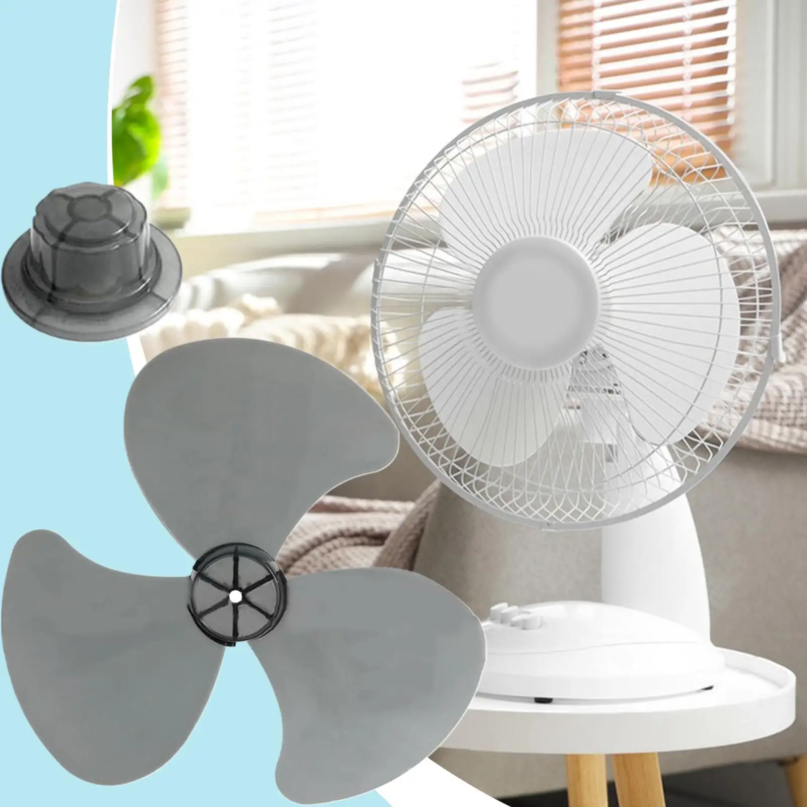 Plastic Fan Blade Three Leaves With Nut Cover For Standing Pedestal Fan Three Leaf Accessories For Electric Fan Blades