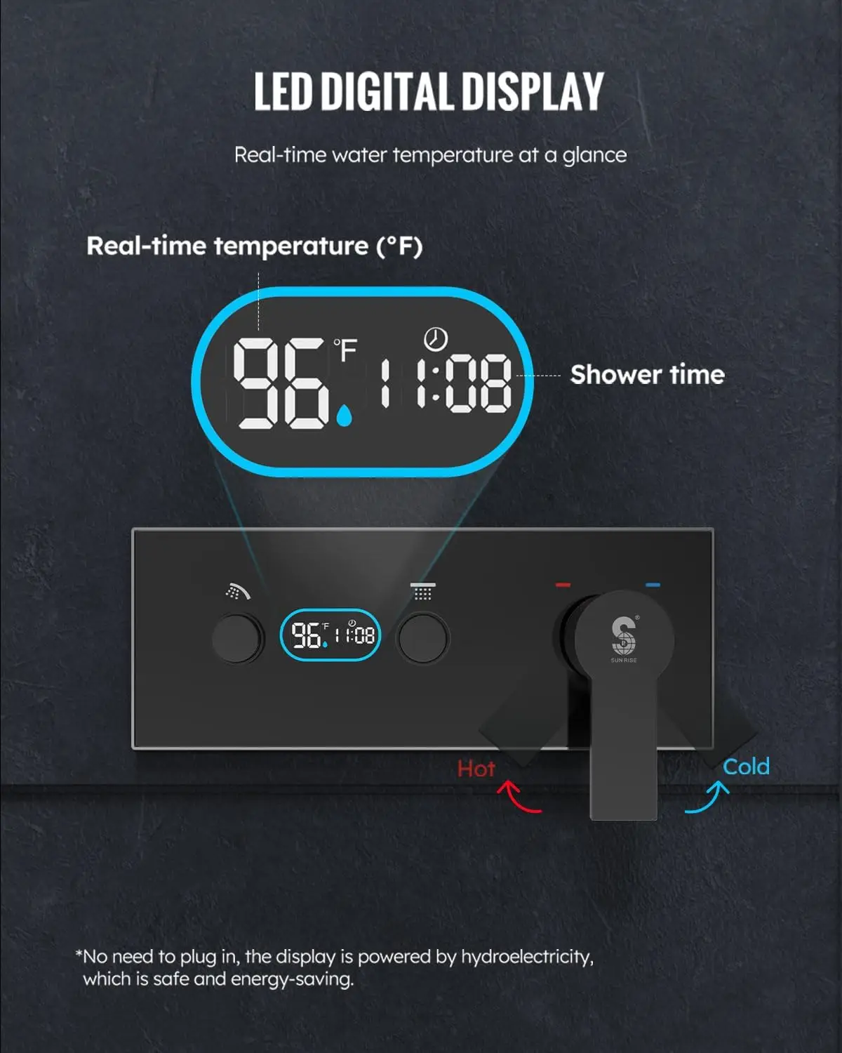 LED Digital Display Shower System SR SUNRISE 10 Inch High Pressure Shower Head Handheld Thermostatic Valve Luxury