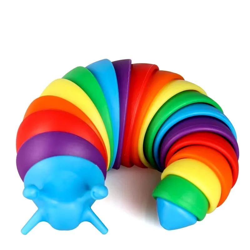 Colorful Slug Snail Toy Articulated Flexible 3D Slug Fidget Toy All Ages Relief Anti-Anxiety Sensory Toys for Children 6