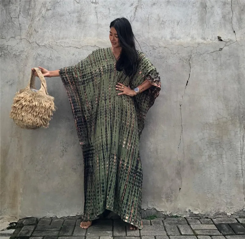 Women Beachwear Long Beach Coverups Kaftan Casual Caftan Dress Swimwear Cover Ups