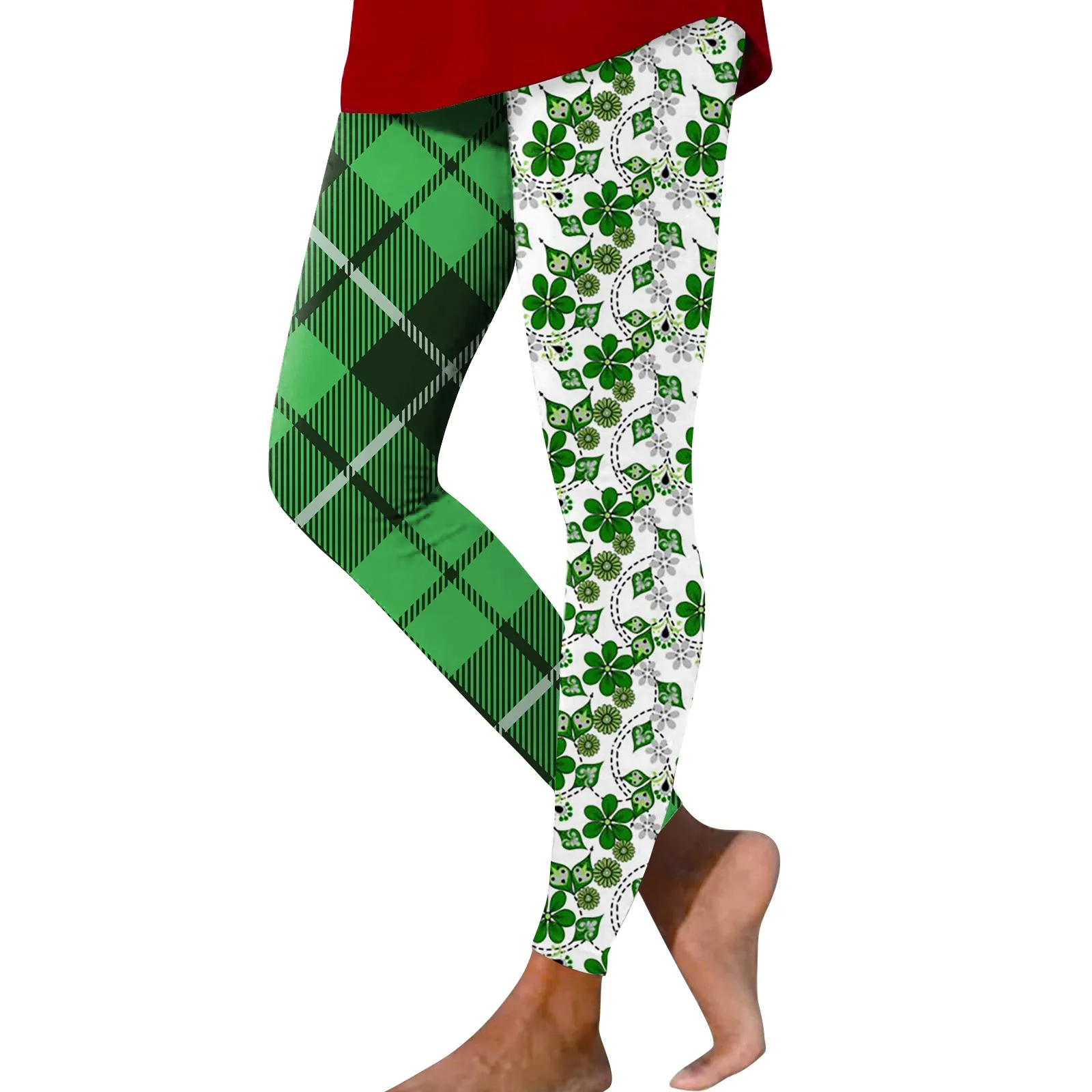 

Ladies Casual Elasticated Waist Leggings St Patrick'S Print Green Clovers Pajama Womens Pants Irish Carnival Fitness Sleep Pants