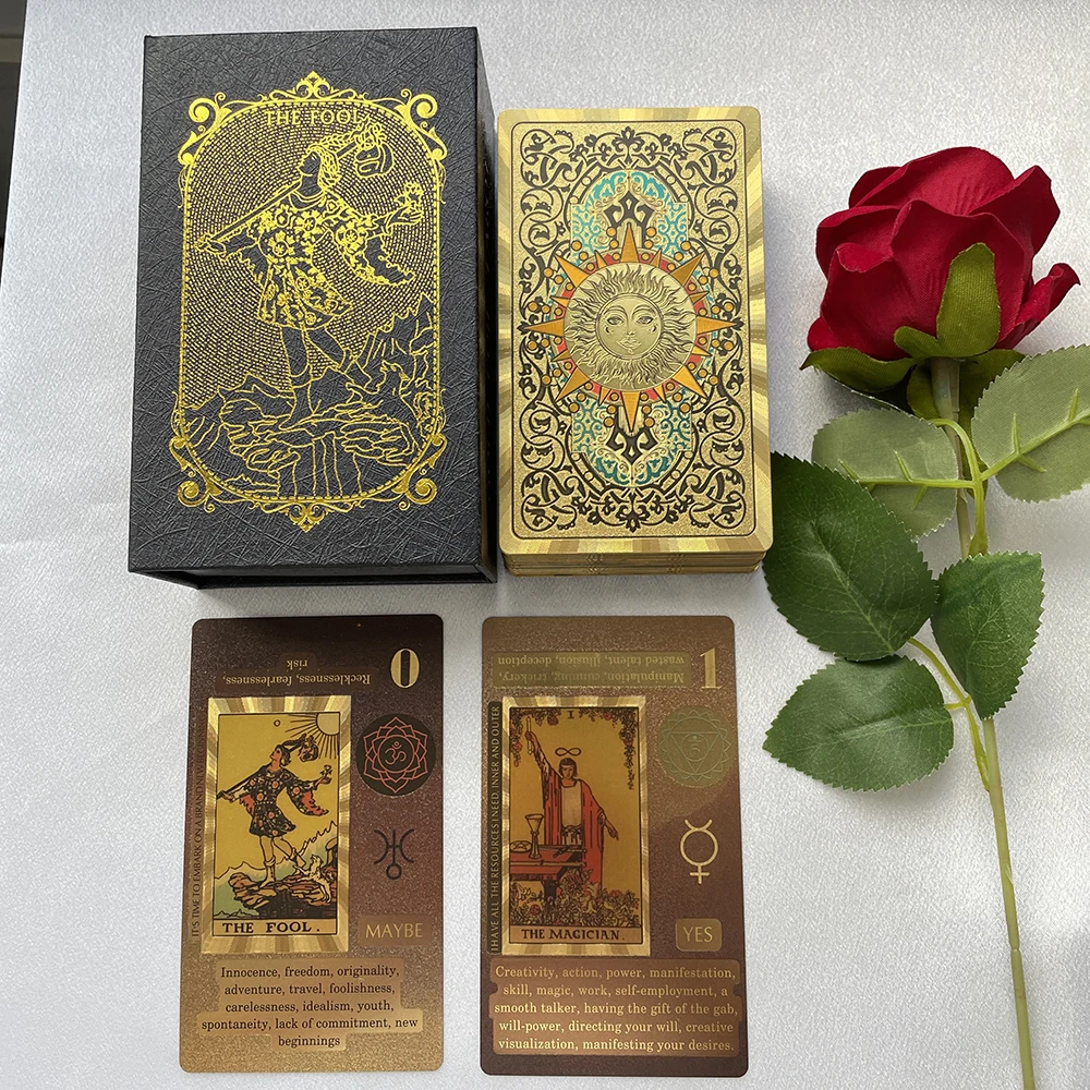 

Keywords Golden Tarot in Box English Version Affirmation Cards Deck for Beginners with Colorful Paper Guide Book