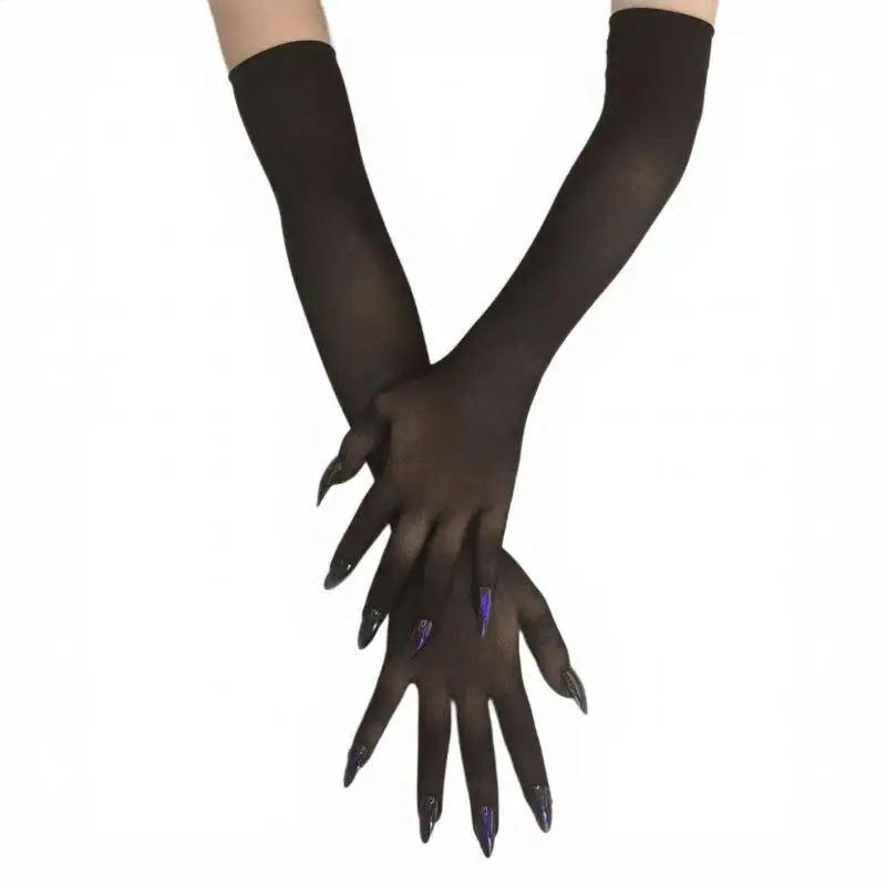 【Neu】Nahtlose Mesh-Nagel-Finger-Handschuhe, lustige Handschuhe, Cosplay, Halloween, Nachtclub, Tanz, Hochzeit, Party, Zubehör, Nagelhandschuhe – Detail 1