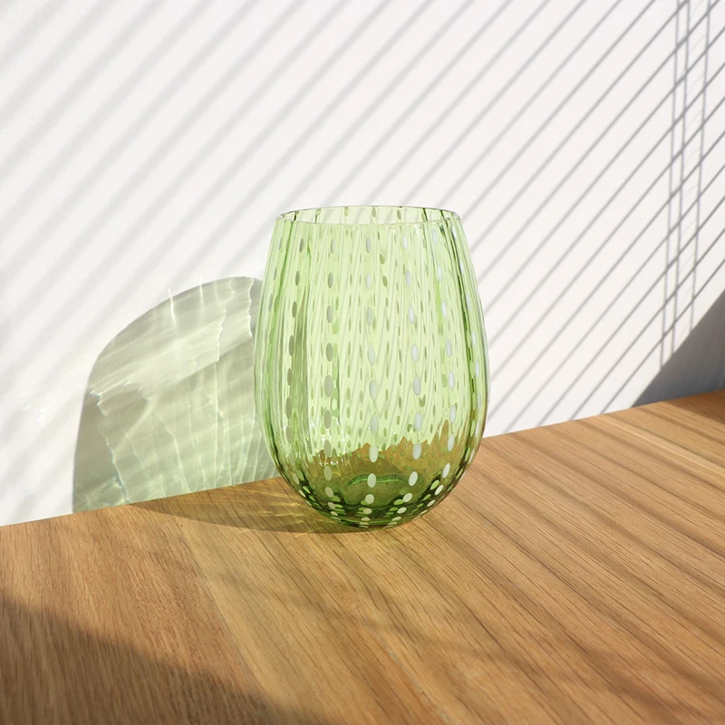 ATO egg shape luxury style solid colorful white dot design glass drinking cup tumbler